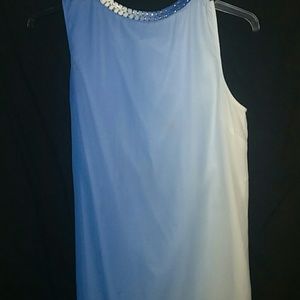 Blue and White Business Casual Dress